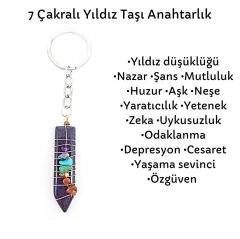 7 Çakralı Yıldız Taşı Doğal Taş Anahtarlık