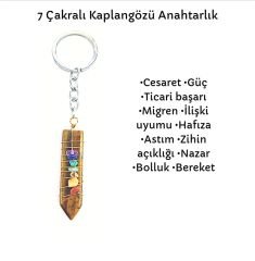 7 Çakralı Kaplangözü Doğal Taş Anahtarlık