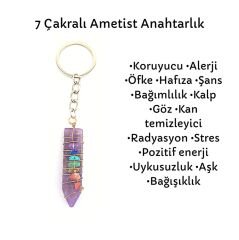 7 Çakralı Ametist Doğal Taş Anahtarlık