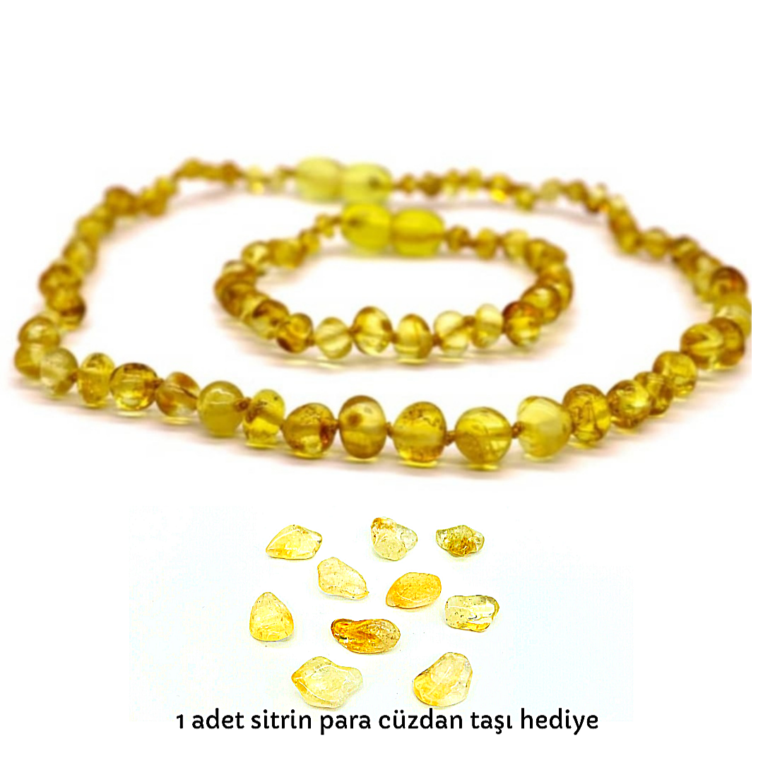 Kehribar Bebek Kolye ve Bebek Kehribar Bileklik Set