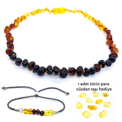 Kehribar Bebek Kolye ve Yetişkin Kehribar Bileklik Set