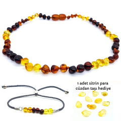 Kehribar Bebek Kolye ve Yetişkin Kehribar Bileklik Set