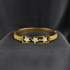 Kadın Zirkon Taşlı Yıldız Altın Rengi Çelik Bileklik