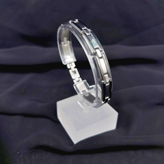 Erkek Gümüş ve Siyah Renk Çelik Bileklik