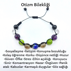 Otizm Farkındalık Down Sendromu Doğal Taş Makrome Bileklik