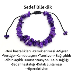 Mor Sedef Doğal Kırık Taş Bileklik