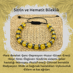 Sitrin ve Hematit Doğal Taş Bileklik