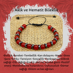 Akik ve Hematit Doğal Taş Bileklik
