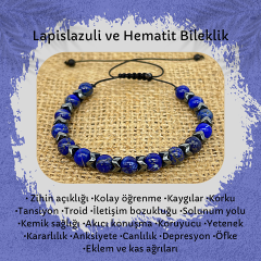 Lapis Lazuli ve Hematit Doğal Taş Bileklik