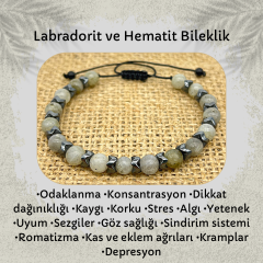 Labradorit ve Hematit Doğal Taş Bileklik