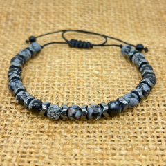 Obsidyen ve Hematit Doğal Taş Bileklik