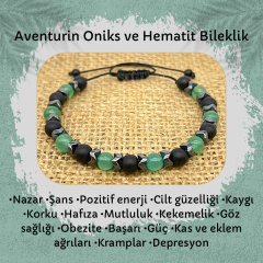 Aventurin Oniks ve Hematit Doğal Taş Bileklik