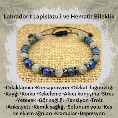 Labradorit Lapis Lazuli ve Hematit Doğal Taş Bileklik