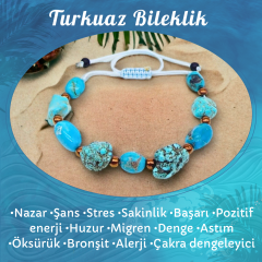 Turkuaz ve Hematit Doğal Taş Bileklik