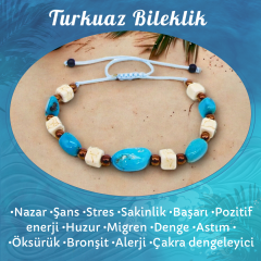 Beyaz Turkuaz ve Hematit Doğal Taş Bileklik