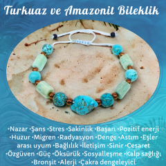 Turkuaz Amazonit ve Hematit Doğal Taş Bileklik