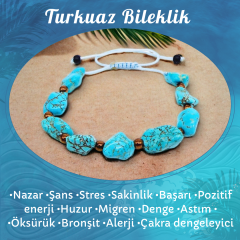 Turkuaz ve Hematit Doğal Taş Bileklik