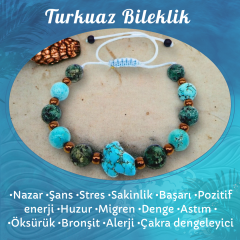 Afrika Turkuaz ve Hematit Doğal Taş Bileklik