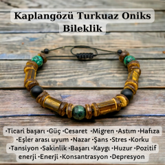 Kaplangözü Oniks Afrika Turkuaz Antik Doğal Taş Bileklik