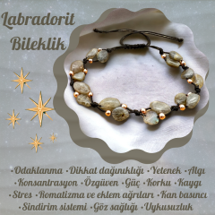 Labradorit Tımbıl Doğal Taş Makrome Bileklik