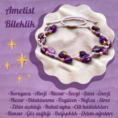Ametist Tımbıl Doğal Taş Makrome Bileklik