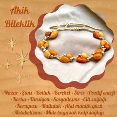 Akik Tımbıl Doğal Taş Makrome Bileklik