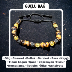 Güçlü Bağ Kaplangözü Sitrin Lav Taşı Doğal Taş Bileklik