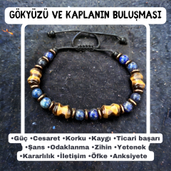 Gökyüzü ve Kaplanın Buluşması Kaplangözü Lapis Lazuli Doğal Taş Bileklik