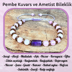 Ametist Pembe Kuvars Doğal Taş Bileklik