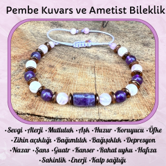 Ametist Pembe Kuvars Doğal Taş Bileklik