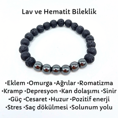 Lav Taşı Hematit Doğal Taş Bileklik