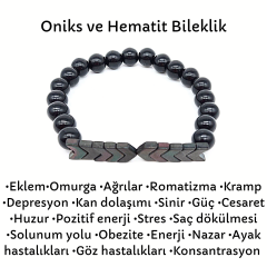 Oniks Çavuş Kesim Hematit Doğal Taş Bileklik