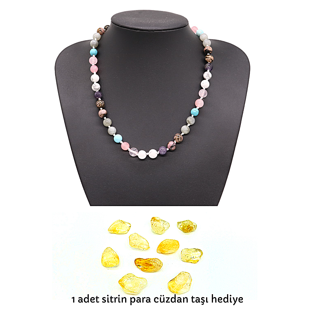 Kız Öğrenci Başarı Doğal Taş Klipsli Kolye