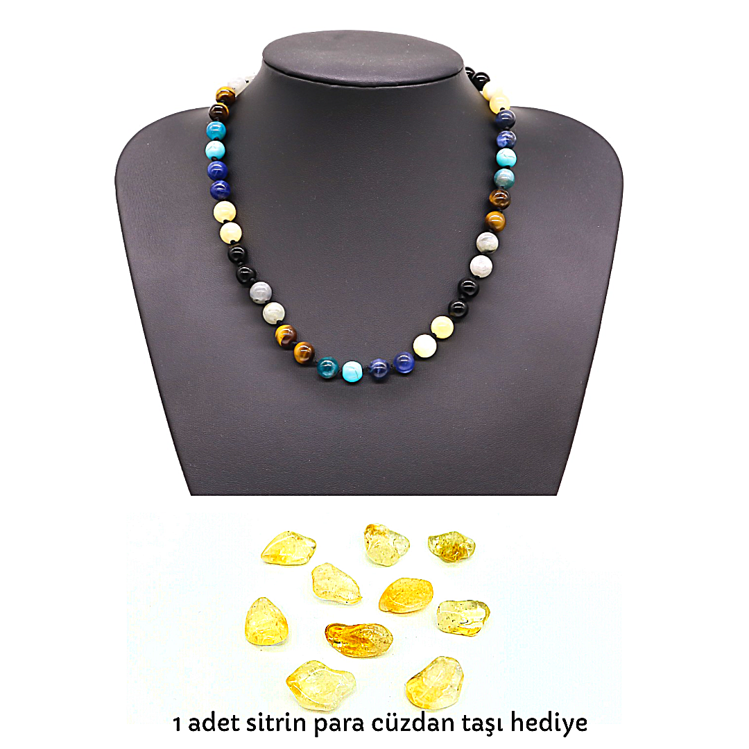 Erkek Öğrenci Başarı Doğal Taş Klipsli Kolye