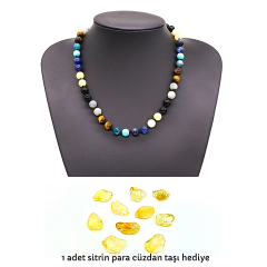 Erkek Öğrenci Başarı Doğal Taş Klipsli Kolye