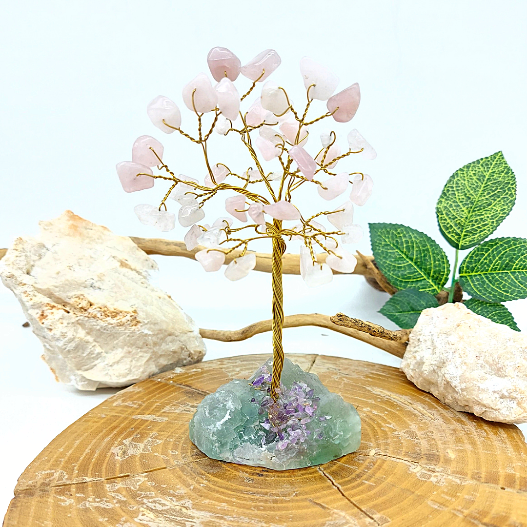 Florit Pembe Kuvars Doğal Taş El Yapımı Hayat Ağacı