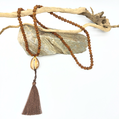 108 Taşlı Midye Kabuğu Rudraksha Tohumu Mala Kolye