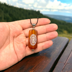 Yemen Zırhı Hilye-i Şerif Akik Taşı Dualı Doğal Taş Kolye