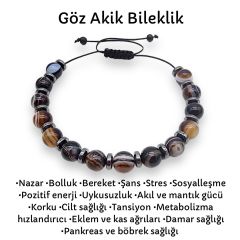Göz Akik ve Hematit Doğal Taş Bileklik