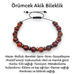 Örümcek Akik ve Hematit Doğal Taş Bileklik