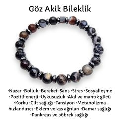 Göz Akik ve Hematit Doğal Taş Bileklik