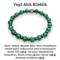 Yeşil Akik ve Hematit Doğal Taş Bileklik