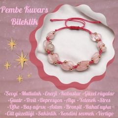 Pembe Kuvars Tımbıl Doğal Taş Makrome Bileklik