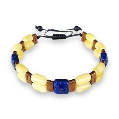 Beyrut Kehribar ve Lapis Lazuli Çift Sıra Bileklik