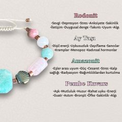 Rodonit Ay Taşı Amazonit ve Pembe Kuvars Doğal Taş Bileklik