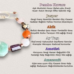 Jasper Akik Ametist Ay Taşı Amazonit ve Pembe Kuvars Doğal Taş Bileklik