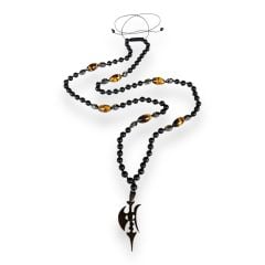 Oniks Kaplangözü Hematit Çelik Balta Uçlu Doğal Taş Kolye