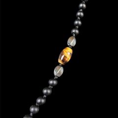 Oniks Kaplangözü Hematit Çelik Balta Uçlu Doğal Taş Kolye