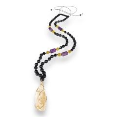 Oniks Ametist Sitrin Uçlu Doğal Taş Kolye