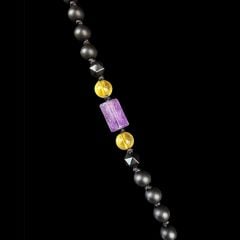 Oniks Ametist Sitrin Uçlu Doğal Taş Kolye